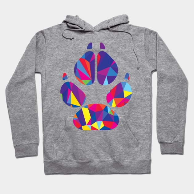 Rainbow Colorful Dog Paw Print Hoodie by polliadesign